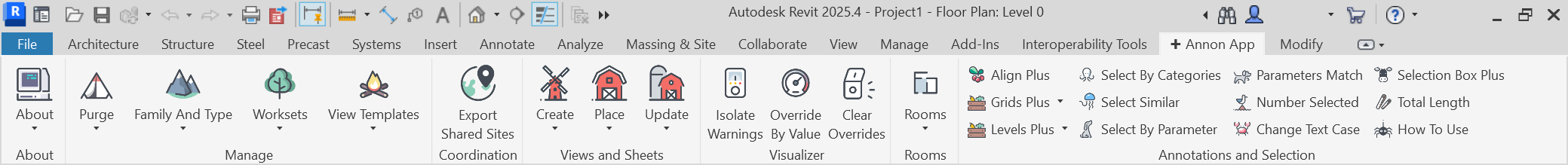 Annon App ribbon in Revit