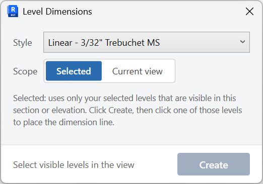 Levels Dimensions placing dimensions between levels