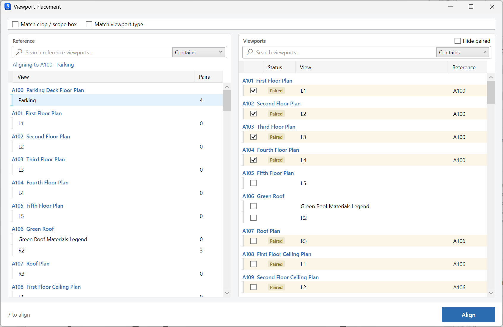 Viewport Placement window with a source viewport and target list